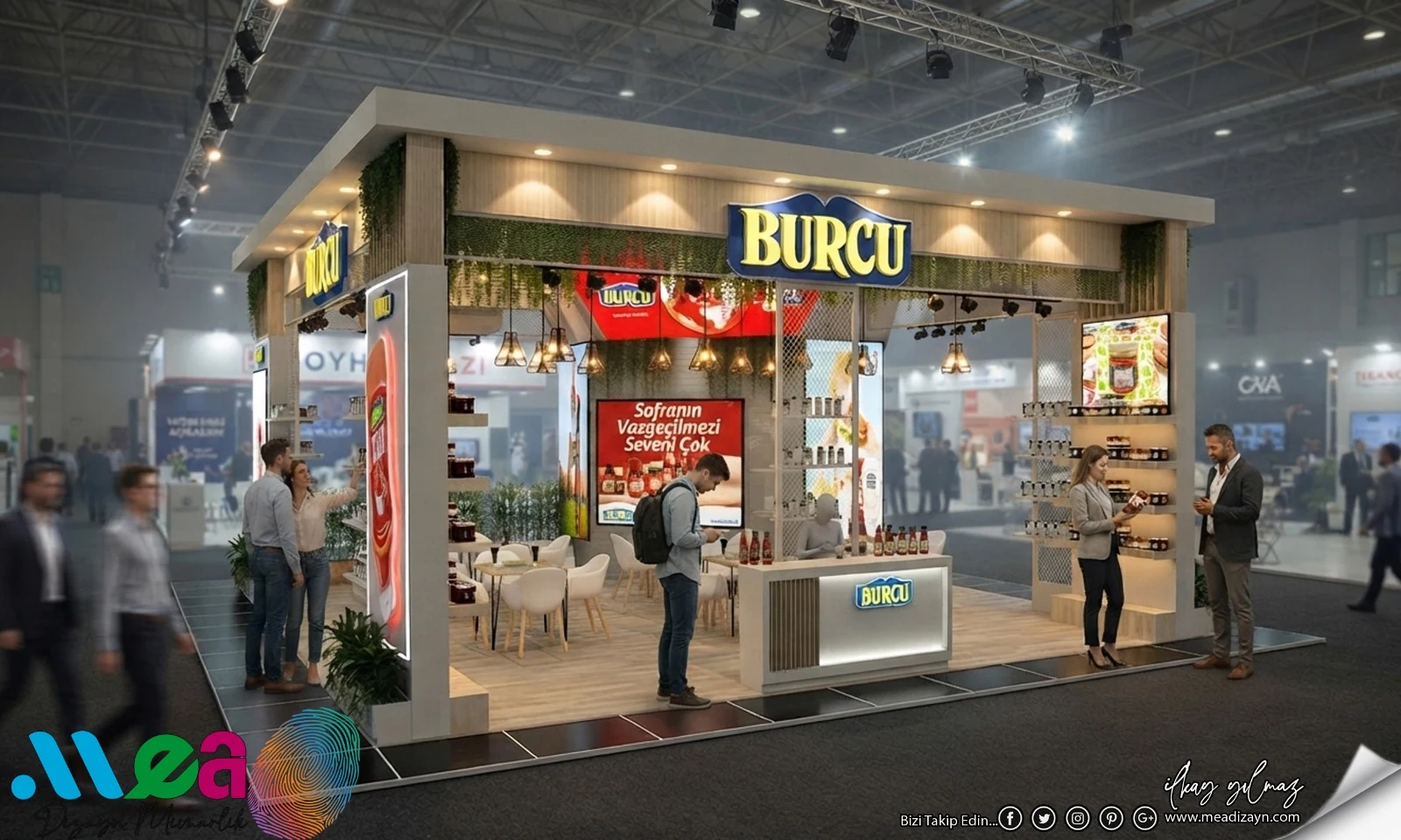 Burcu fuar standının açılı görünümü