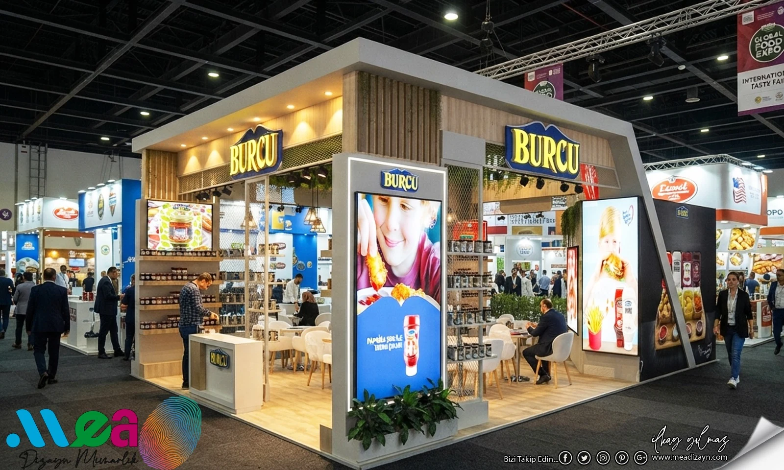Burcu fuar standının yandan görünümü